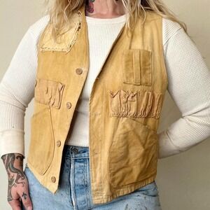 Vintage 1940s 1950s Tan Apache Hunting Vest with pockets